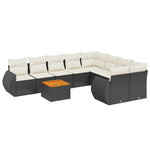 9-Delige Loungeset Met Kussens Poly Rattan Zwart