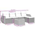6-Delige Loungeset Met Kussens Poly Rattan Grijs