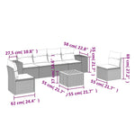7-Delige Loungeset Met Kussens Poly Rattan Grijs
