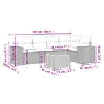 6-Delige Loungeset Met Kussens Poly Rattan Grijs