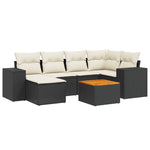 7-Delige Loungeset Met Kussens Poly Rattan Zwart