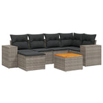 7-Delige Loungeset Met Kussens Poly Rattan Grijs