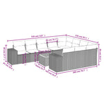 11-Delige Loungeset Met Kussens Poly Rattan Zwart