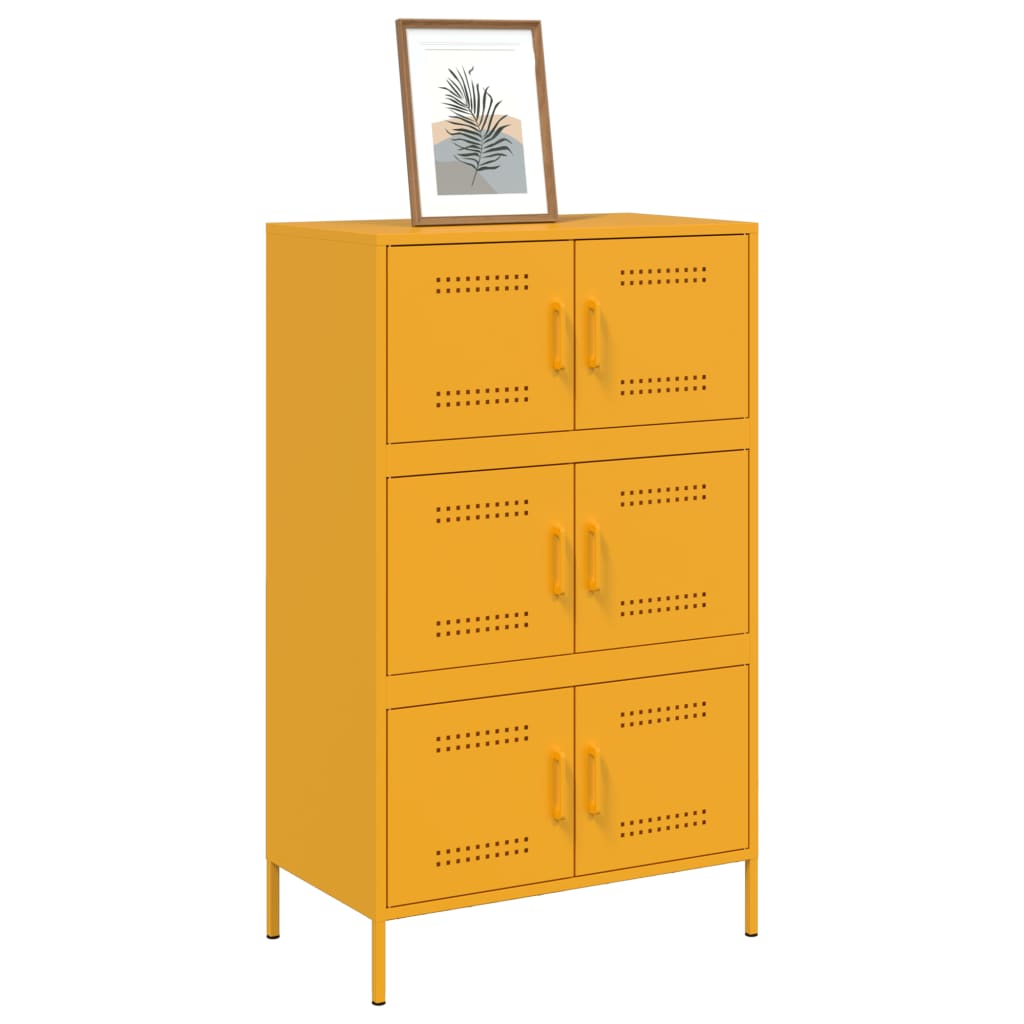 Hoge Kast 68X39X113 Cm Staal Mosterd