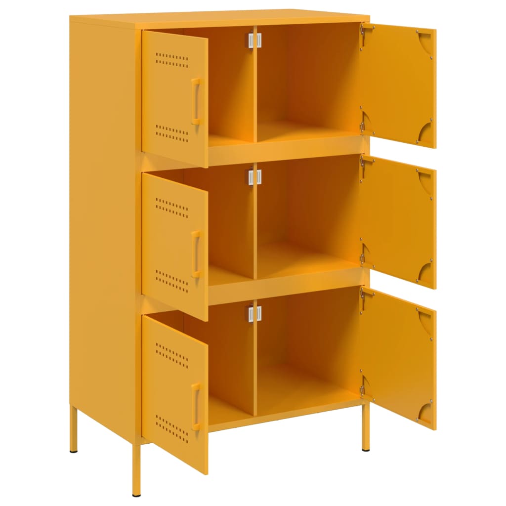 Hoge Kast 68X39X113 Cm Staal Mosterd
