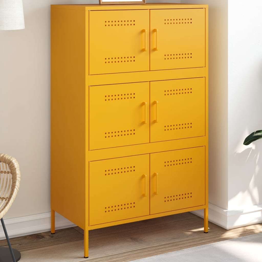Hoge Kast 68X39X113 Cm Staal Mosterd