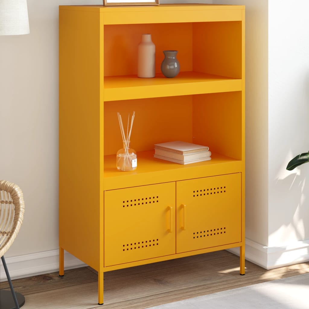 Hoge Kast 68X39X113 Cm Staal Mosterd