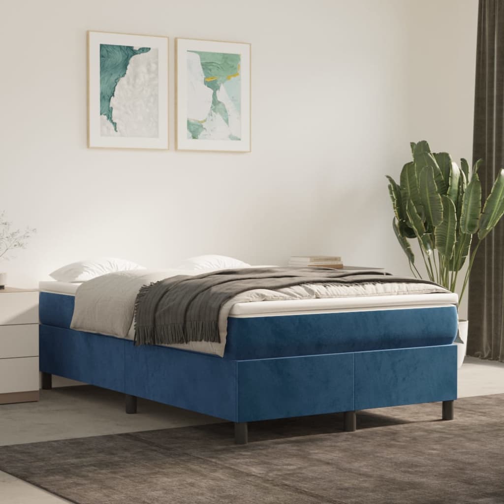 Boxspring Met Matras Fluweel Donker Blauw