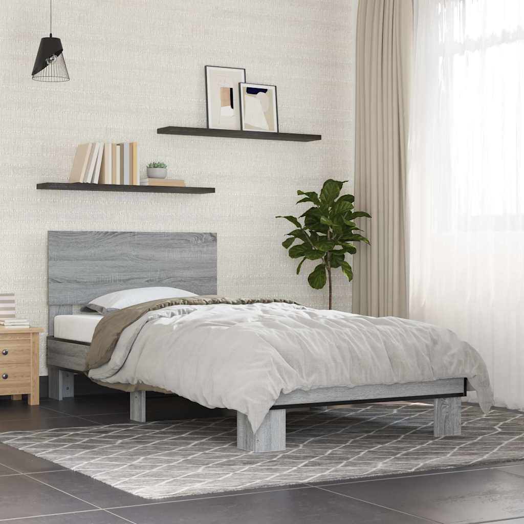 Bedframe Bewerkt Hout En Metaal