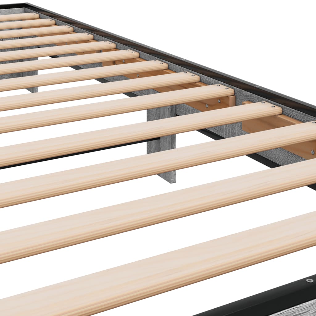 Bedframe Bewerkt Hout En Metaal Eiken