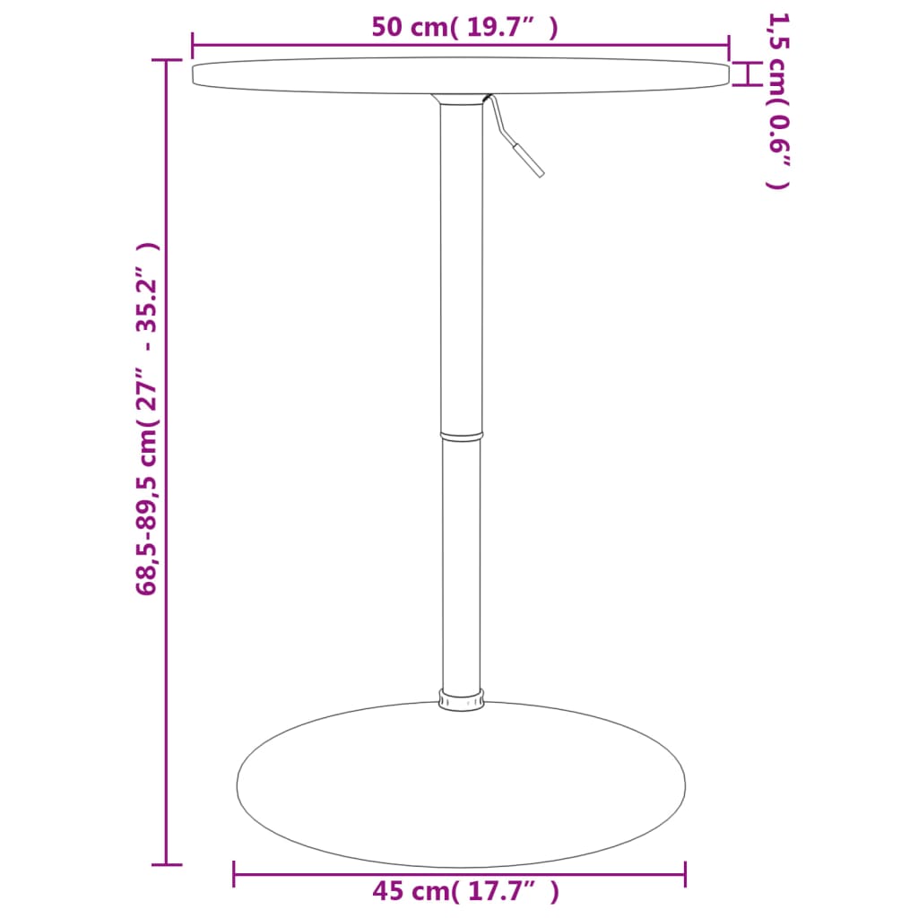 Bartafel Ø 50X89,5 Cm Donkerbruin