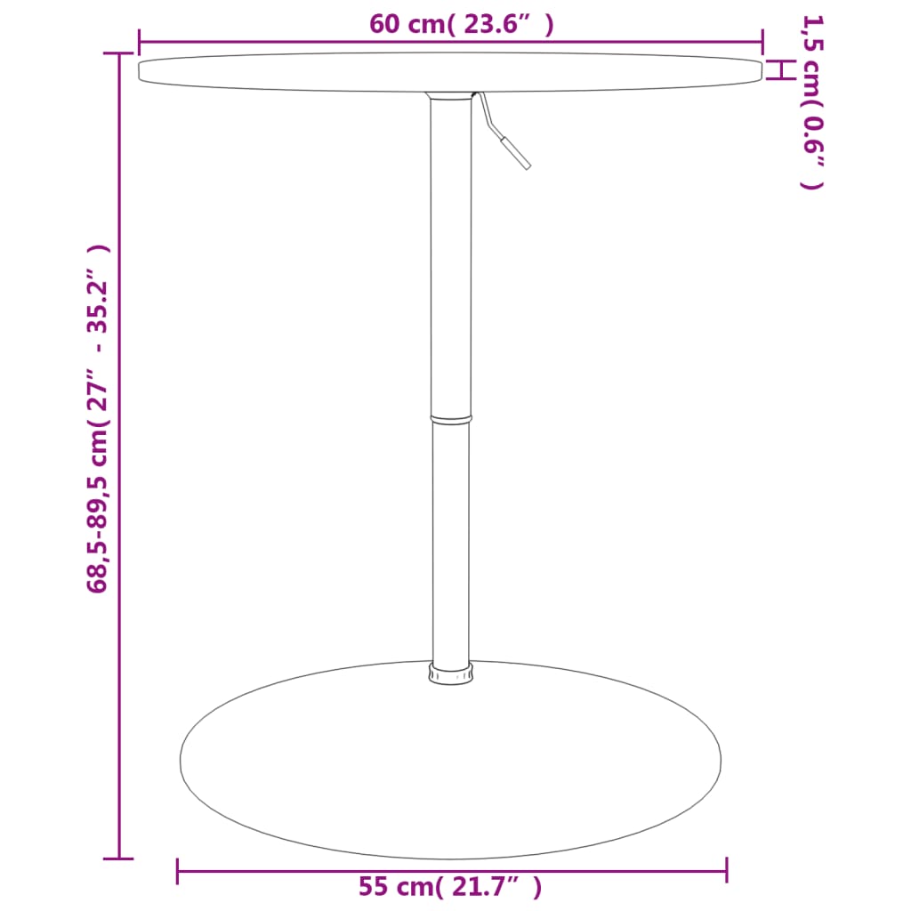 Bartafel Ø 60X89,5 Cm Donkerbruin