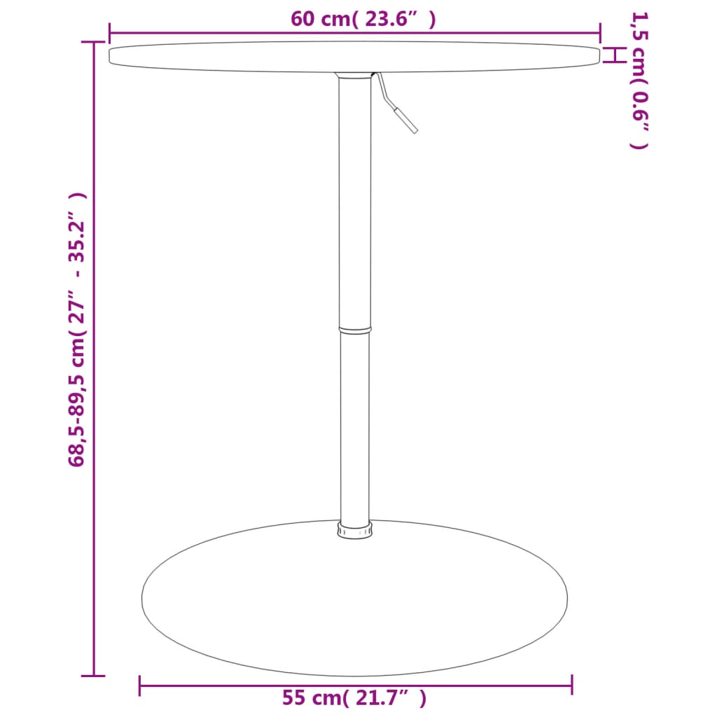 Bartafel Ø 60X89,5 Cm Lichtbruin