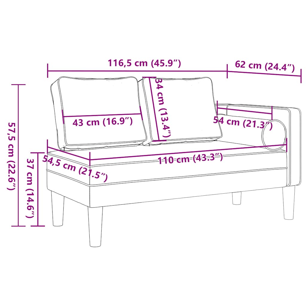 Chaise Longue Met Kussens Kunstleer