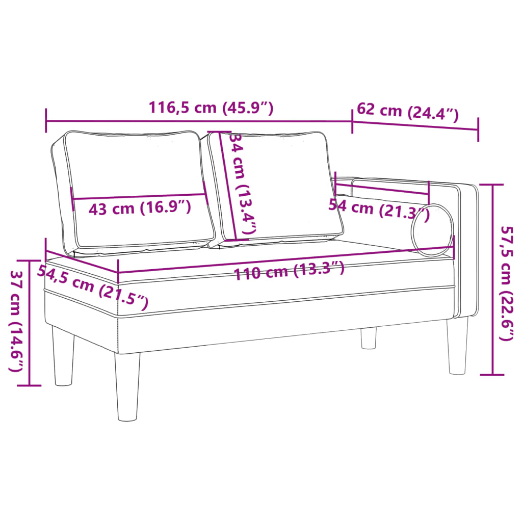 Chaise Longue Met Kussens Fluweel