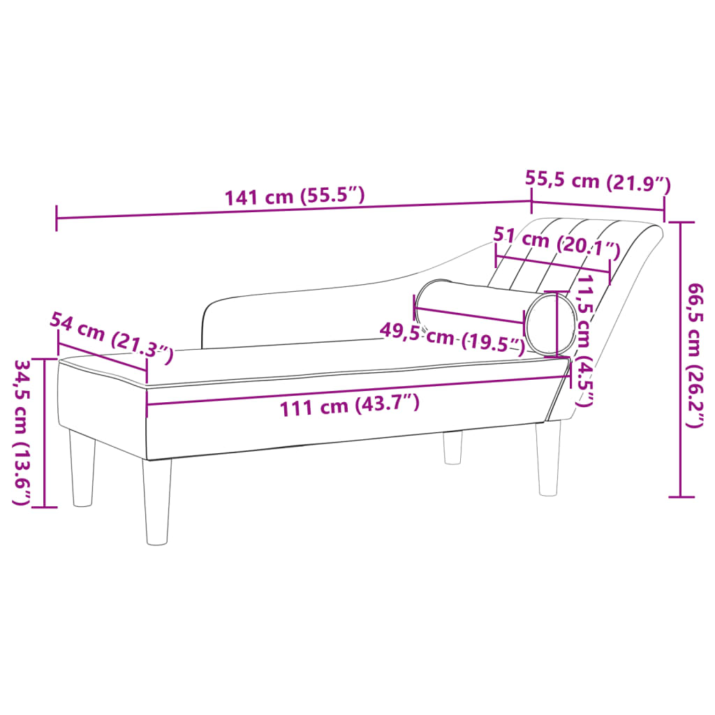 Chaise Longue Met Kussens Stof