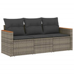 3-Delige Loungeset Met Kussens Poly Rattan Grijs