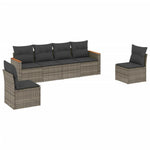 6-Delige Loungeset Met Kussens Poly Rattan Grijs