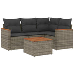 5-Delige Loungeset Met Kussens Poly Rattan Grijs