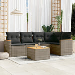 6-Delige Loungeset Met Kussens Poly Rattan Grijs