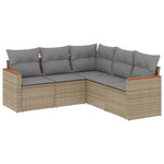 5-Delige Loungeset Met Kussens Poly Rattan Beige