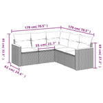 5-Delige Loungeset Met Kussens Poly Rattan Beige