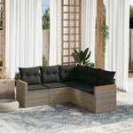 5-Delige Loungeset Met Kussens Poly Rattan Grijs