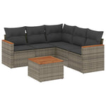 6-Delige Loungeset Met Kussens Poly Rattan Grijs