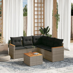 6-Delige Loungeset Met Kussens Poly Rattan Grijs