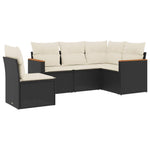 5-Delige Loungeset Met Kussens Poly Rattan Zwart