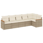 6-Delige Loungeset Met Kussens Poly Rattan Beige
