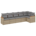 6-Delige Loungeset Met Kussens Poly Rattan Beige