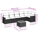 7-Delige Loungeset Met Kussens Poly Rattan Grijs