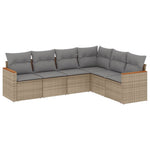 6-Delige Loungeset Met Kussens Poly Rattan Beige