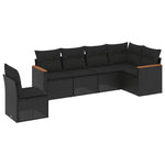 6-Delige Loungeset Met Kussens Poly Rattan Zwart