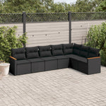 7-Delige Loungeset Met Kussens Poly Rattan Zwart