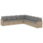 9-Delige Loungeset Met Kussens Poly Rattan Beige