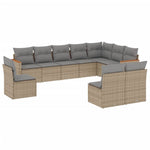 10-Delige Loungeset Met Kussens Poly Rattan Beige