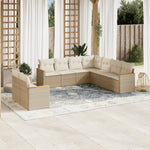 9-Delige Loungeset Met Kussens Poly Rattan Beige