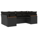 6-Delige Loungeset Met Kussens Poly Rattan Zwart