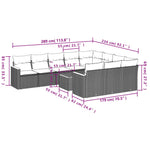 11-Delige Loungeset Met Kussens Poly Rattan Grijs