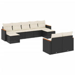 9-Delige Loungeset Met Kussens Poly Rattan Zwart