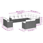 12-Delige Loungeset Met Kussens Poly Rattan Grijs