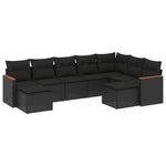 9-Delige Loungeset Met Kussens Poly Rattan Zwart
