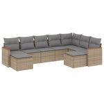 9-Delige Loungeset Met Kussens Poly Rattan Beige