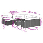 13-Delige Loungeset Met Kussens Poly Rattan Zwart