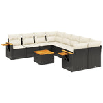 9-Delige Loungeset Met Kussens Poly Rattan Zwart