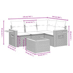 5-Delige Loungeset Met Kussens Poly Rattan Grijs