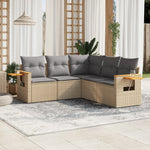5-Delige Loungeset Met Kussens Poly Rattan Beige