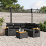 6-Delige Loungeset Met Kussens Poly Rattan Zwart